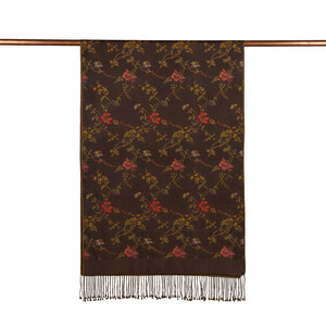 Brown Brocade Reversible Prime Silk Scarf - Thumbnail