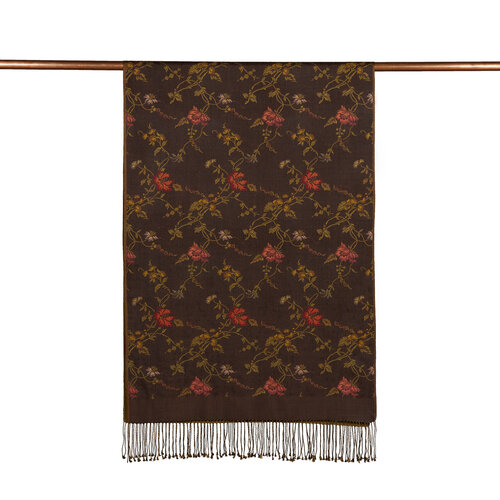 Brown Brocade Reversible Prime Silk Scarf