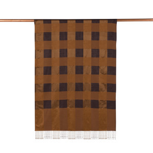 Brown Buffalo Checked Silk Scarf - Thumbnail