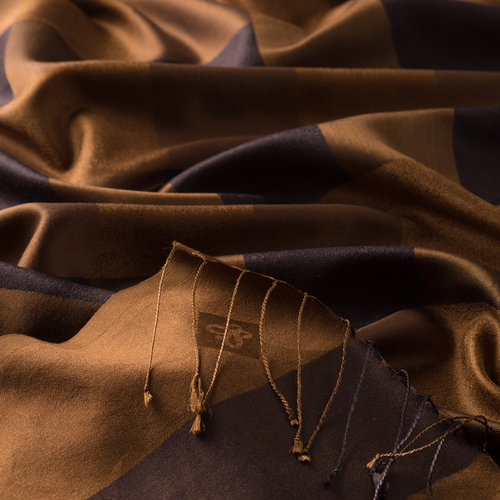 Brown Buffalo Checked Silk Scarf