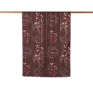 ipekevi - Brown Celebration Print Satin Silk Scarf (1)