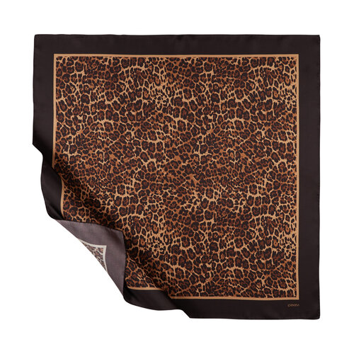 Brown Cheetah Print Silk Twill Scarf