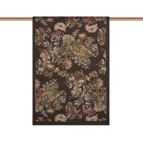 Brown Chrysanthemum Print Tencel Scarf