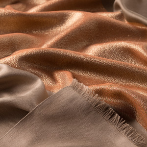 Brown Copper Lady Lurex Silk Scarf - Thumbnail