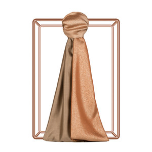 Brown Copper Lady Lurex Silk Scarf - Thumbnail
