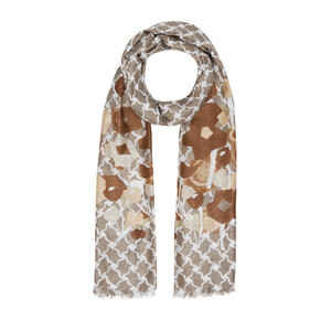 Brown Floral Glow Print Scarf - Thumbnail