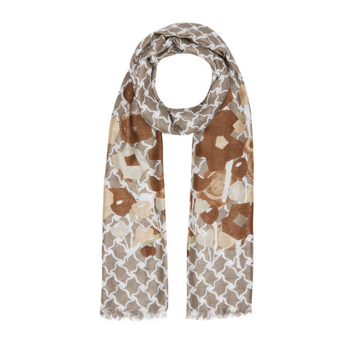 Brown Floral Glow Print Scarf