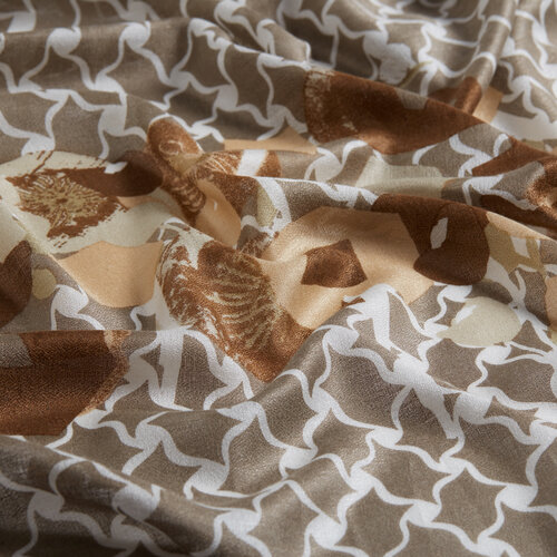 Brown Floral Glow Print Scarf