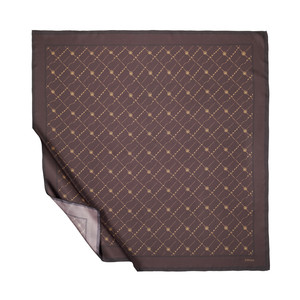 Brown Gold Monogram Silk Twill Scarf - Thumbnail