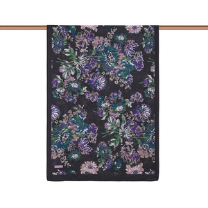 ipekevi - Brown Green Chrysanthemum Print Tencel Scarf (1)