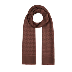 Brown Houndstooth Cotton Silk Scarf - Thumbnail