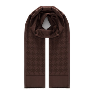 ipekevi - Brown Houndstooth Cotton Silk Scarf (1) ipekevi - Brown Houndstooth Cotton Silk Scarf (1)
