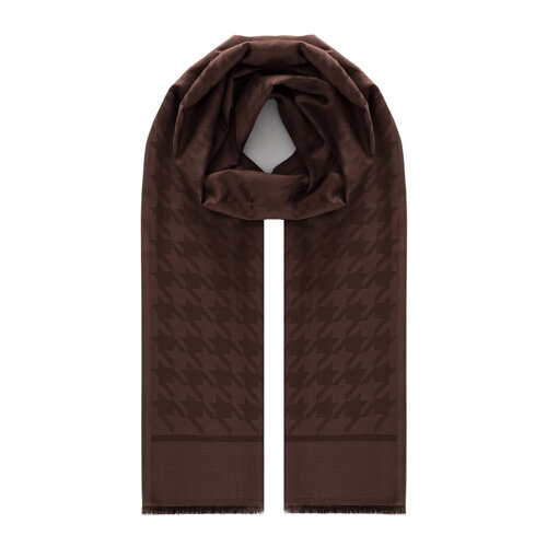 Brown Houndstooth Cotton Silk Scarf