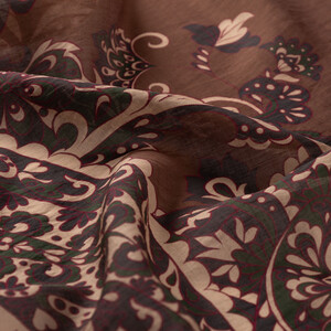 Brown Lavina Print Tencel Scarf - Thumbnail