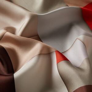 ipekevi - Brown Lego Print Silk Twill Scarf (1)
