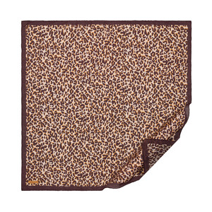 Brown Leopar Print Tencel Scarf - Thumbnail