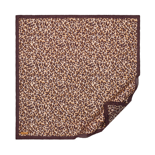 Brown Leopar Print Tencel Scarf