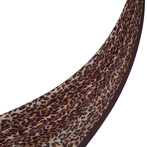Brown Leopar Print Tencel Scarf