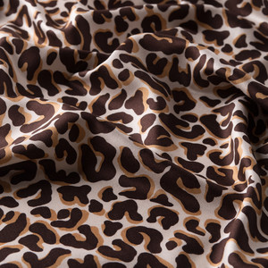 Brown Leopard Print Silk Scarf - Thumbnail