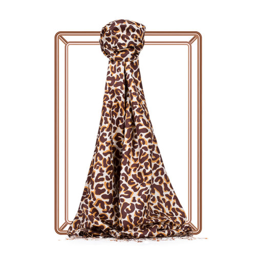 Brown Leopard Print Silk Scarf