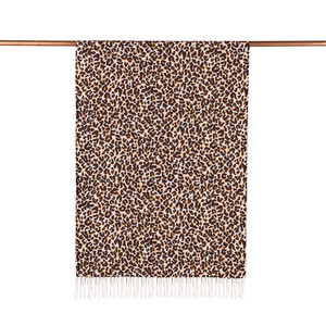 Brown Leopard Print Silk Scarf - Thumbnail