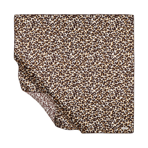 Brown Leopard Print Silk Twill Scarf