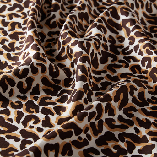 Brown Leopard Print Silk Twill Scarf