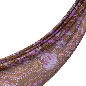 ipekevi - Brown Lilac Royal Ivy Pattern Tencel Scarf