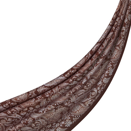 Brown Mezopotamya Model 05 Print Tencel Scarf