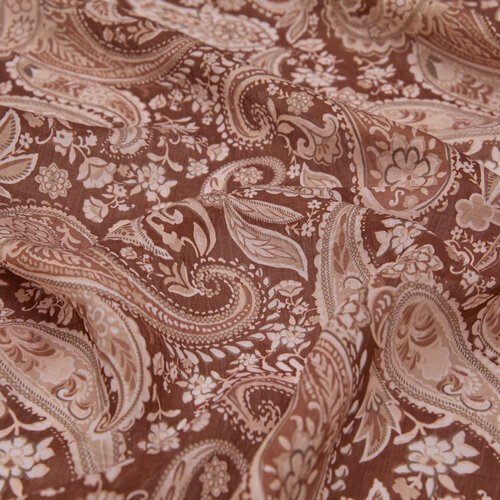 Brown Mezopotamya Model 05 Print Tencel Scarf