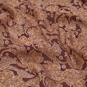 Brown Mezopotamya Print Tencel Scarf - Thumbnail