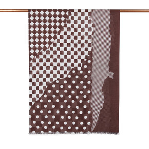 ipekevi - Brown Mixed Geometric Print Scarf (1)