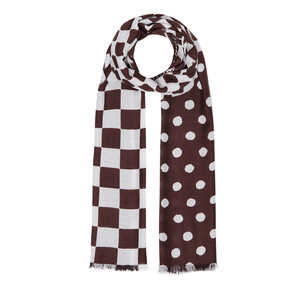 Brown Mixed Geometric Print Scarf - Thumbnail