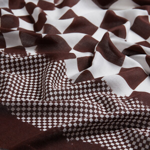 Brown Mixed Geometric Print Scarf - Thumbnail