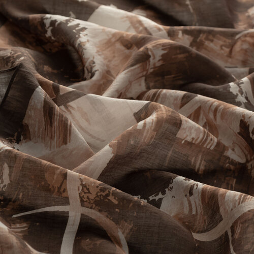 Brown Mono Brush Print Tencel Scarf 