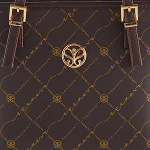 Brown Monogram Buckle Detailed Tote Bag - Thumbnail