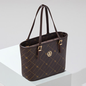 Brown Monogram Buckle Detailed Tote Bag - Thumbnail