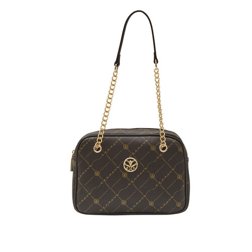 Brown Monogram Chain Detailed Shoulder Bag