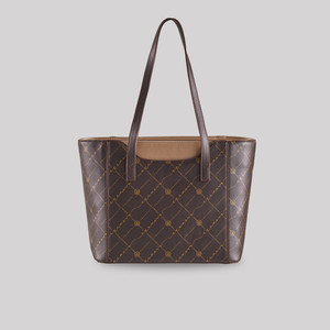 Brown Monogram Pocket Detailed Tote Bag - Thumbnail