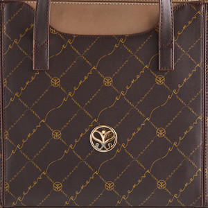 Brown Monogram Pocket Detailed Tote Bag - Thumbnail