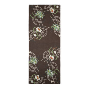 Brown Mystic Garden Print Tencel Scarf - Thumbnail