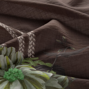 Brown Mystic Garden Print Tencel Scarf - Thumbnail