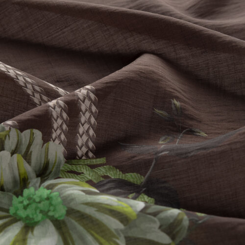 Brown Mystic Garden Print Tencel Scarf