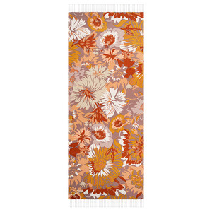 Brown Nihavent Print Silk Scarf - Thumbnail