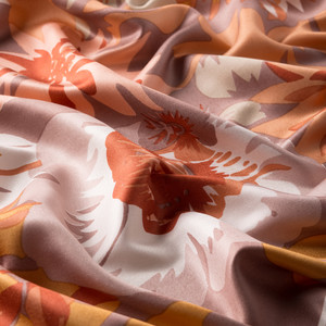 Brown Nihavent Print Silk Scarf - Thumbnail