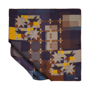 Brown Old Days Twill Silk Scarf - Thumbnail