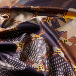 Brown Old Days Twill Silk Scarf - Thumbnail
