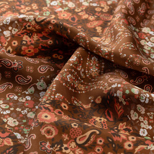 ipekevi - Brown Patched Print Twill Silk Scarf (1)