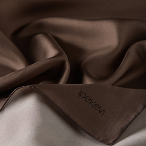 Brown Plain Silk Twill Scarf - Thumbnail