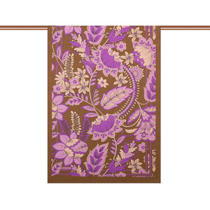 Brown Purple Royal Ivy Pattern Tencel Scarf - Thumbnail